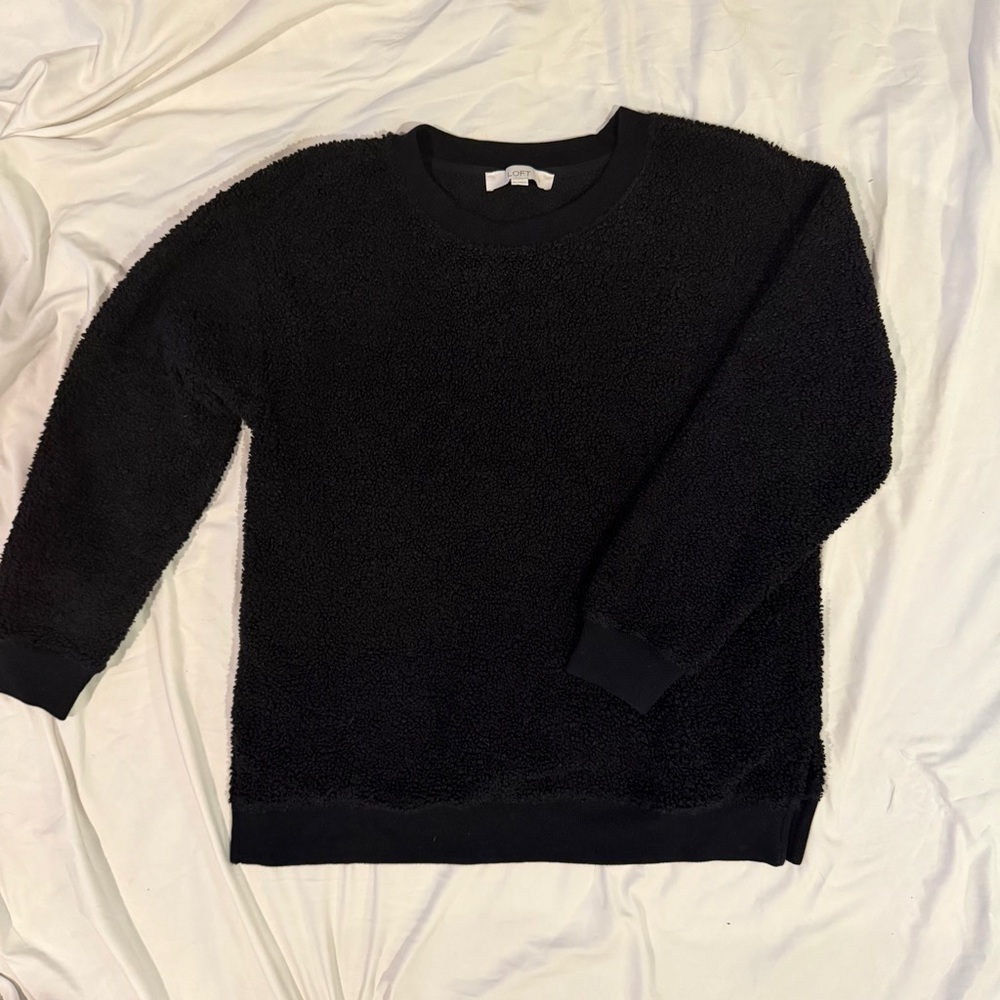 LOFT women’s oversized Textured Black Crewneck Sweater